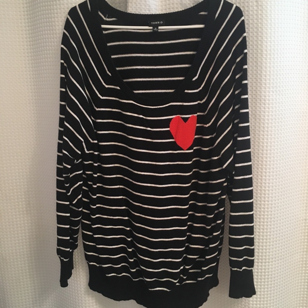 GUC Torrid Black/White Stripe Sweater, heart 3